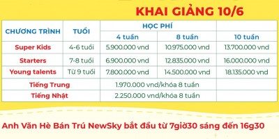 Học phí Bán Trú Hè 2024 cho bé tại TpHCM